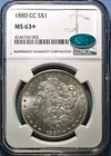 1880 CC Morgan Silver Dollar NGC & CAC MS-63+/Carson City Mint/Nice Coin