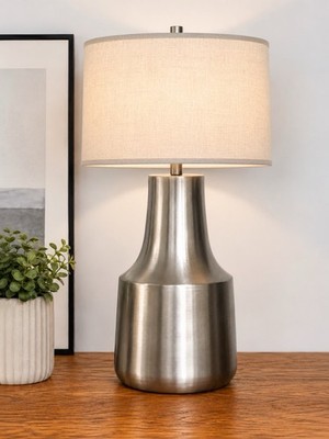 Crate and Barrel 23'' Seguin Brushed Nickel Modern Table Lamp Gorgeous