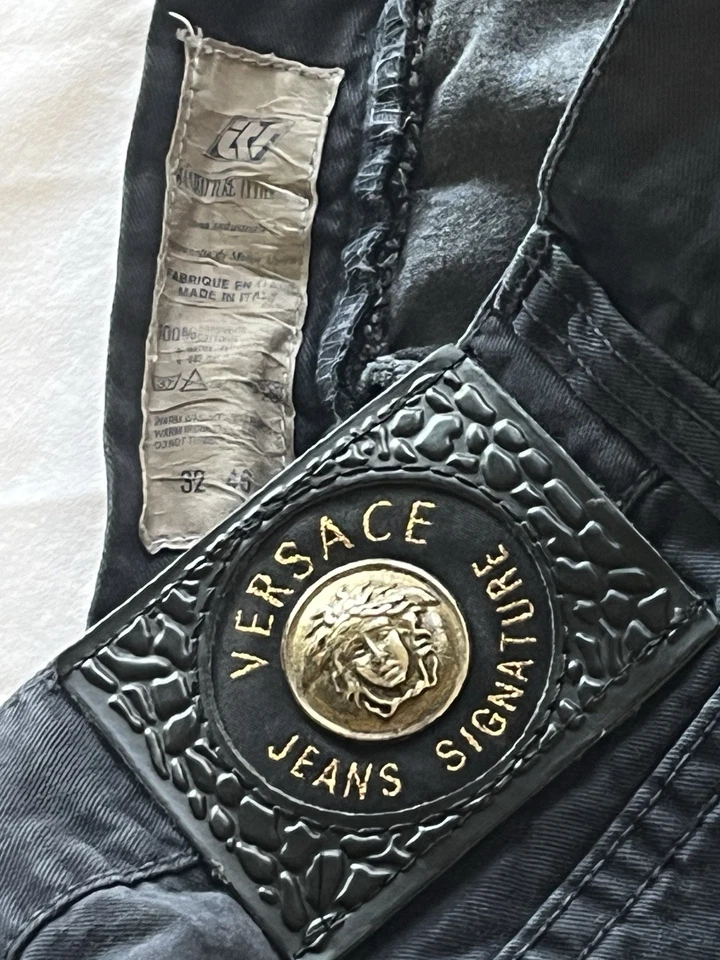 ВИНТАЖНЫЙ VERSACE ДЖИНСЫ COUTURE СИНИЙ ХЛОПОК БРЮКИ ITTIERRE SPA MEDUSA ЛОГОТИП 29» W - Изображение 3 из 4