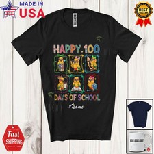 Custom Name Happy 100 Days Of School; Sun Conure Reading Books Studying T-Shirt