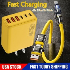 120W Fast Type C Wall Charger  6/3FT 4 in 1 Cable For Samsung S25 S24 S23 S22 