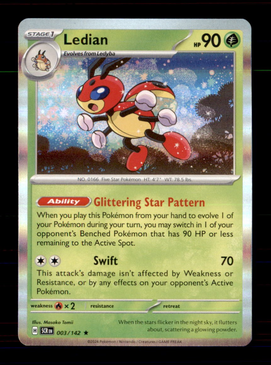 Ledian 3/142 Rare Stellar Crown Pokemon Holo Near Mint