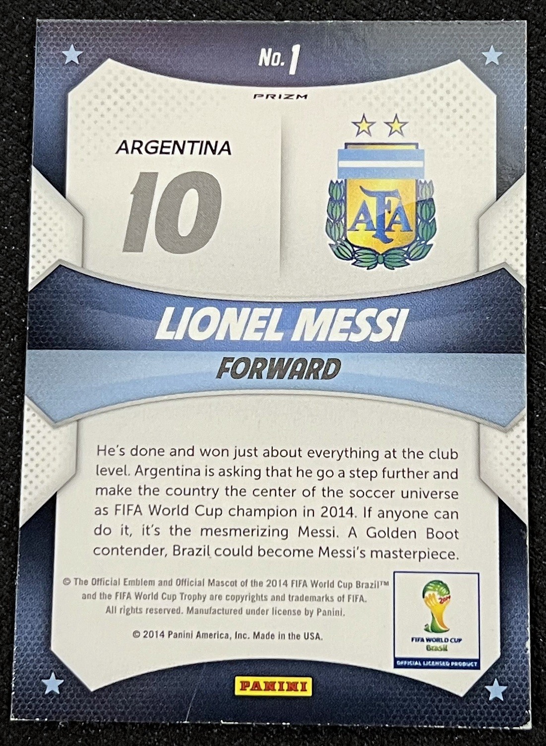 2014 PANINI PRIZM WORLD CUP BRAZIL LIONEL MESSI RED BLUE WAVE STARS ARGENTINA ! view 2