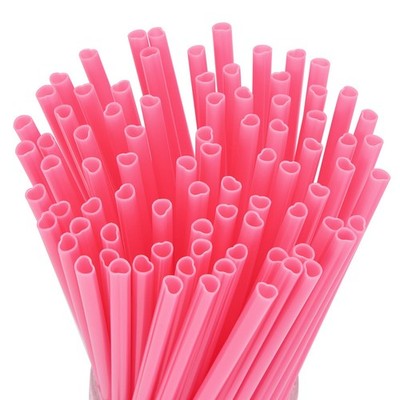 120PCS Tomnk Pink Heart Shaped Straws, 8.3'' Long Disposable Cute 8.3 ,