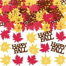 100 PCS Happy Thanksgiving Confetti Maple Leaves Pumpkin Table Scatter