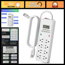 8 Outlet Surge Protector with 7-Day Digital Timer, 4 Timed 4 Always On, White