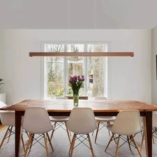 🪵 LED Wooden Linear Pendant Island Table Light – Natural Warmth Meets Modern El