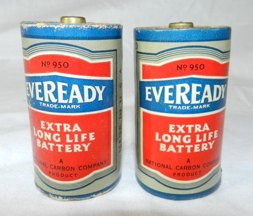 2 Vintage Eveready Nr. 950 Extra Long Life D Cell Batterien 1940 + 1943 - Bild 4 von 6