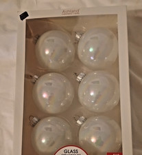 Ashland Christmas/Noel   Glass Ornaments In Box 3" Set Of 6 White   Iridescent