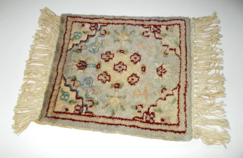 Vintage Antique Persian Oriental Rug Carpet Mat Small Prayer 11” Sq Light Blue