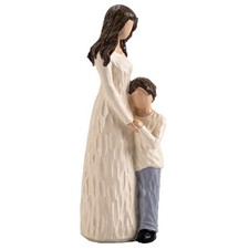 Mother And Son Figurines HandPainted Family Resin Sculpture Gift 9.5 Inch