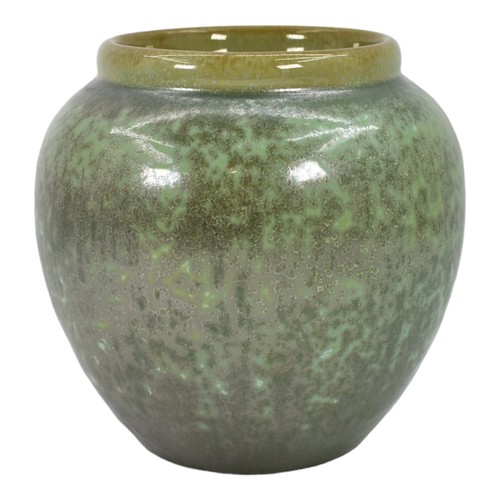 Vaso ceramica verde cristallino Fulper 1917-23 vintage arte ceramica 577 - Foto 2 di 6