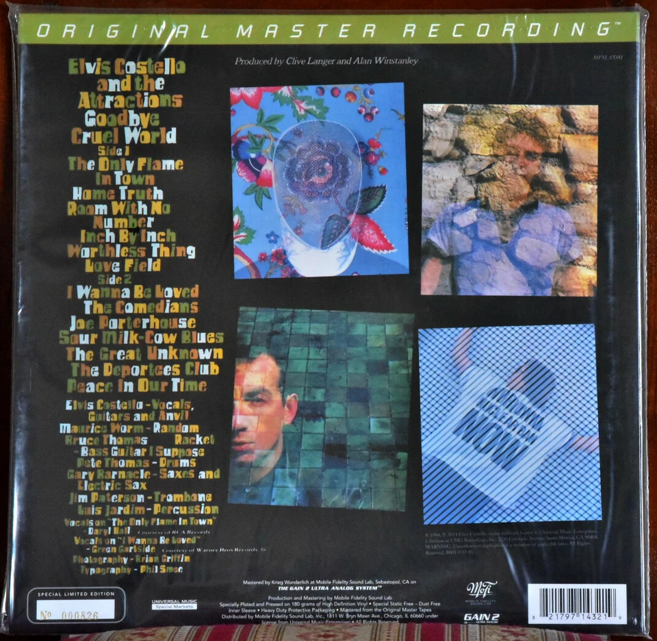 AUDIOPHILE MOBILE FIDELITY MFSL 432 COSTELLO "Goodbye World" 180g No #826 SEALED - Image 2 of 2