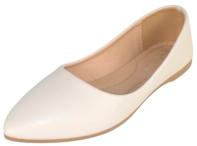 Forever Shoes Women Ballet Basic Flats Pointed Toe Comfort Insoles ALICIA Beige