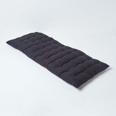 Schwarze 2-Sitzer Gartenbank Kissen 108 cm Baumwolle getuftet Sitzauflage Indoor Outdoor