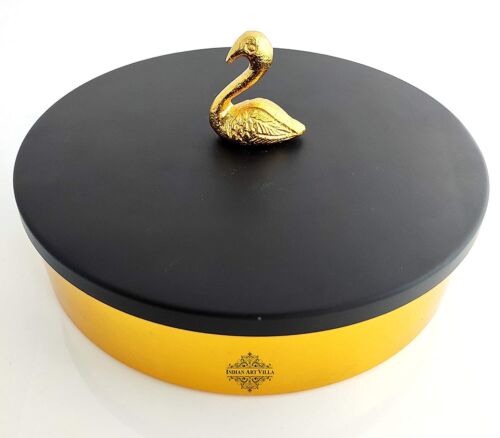 Spice Container Brass Masala Box Golden with Lid 7 Compartments  - Afbeelding 1 van 4