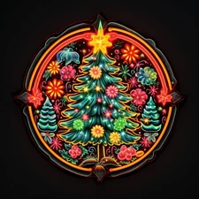 Christmas Tree Patch Iron-on Applique Santa Elves Evergreen Retro Decorative 