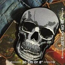 Death Skull Horror Biker Motorcycle Iron on Embroidered Large Back patch XL