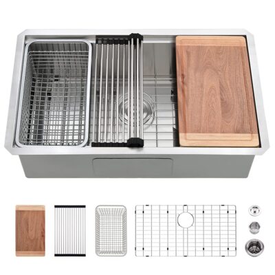 27 Inch Undermount Kitchen Sink Workstation-27x19 Inch Stainless Steel Underm...