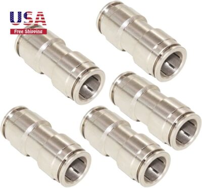 5PCS Pneumatic Nickel Plated Copper 1/4'' Tube OD Push to Connect Fitting PC-1/4