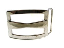 Vintage Dress Silvertone Belt Buckle By R in Circle 3416