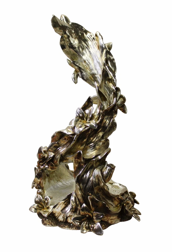 Unique Light Gold Silver Color Fruits Display Floral Fiber Glass Plate Tray n312 - Image 4 of 4