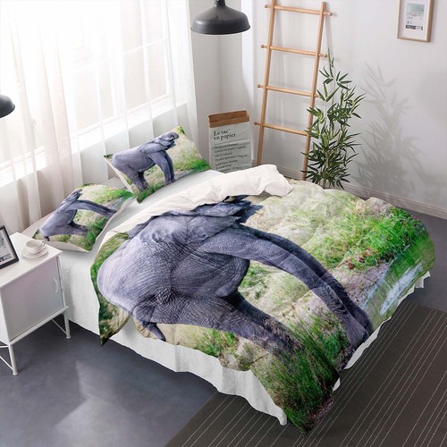 Horse Duvet Cover Set, 3 Piece elephant Bedding Set Microfiber - Picture 43 of 53