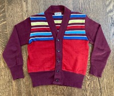 Vintage Mother Love Toddler Child s Size Striped Cardigan 40s 50s Cotton