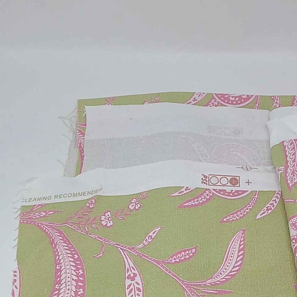 Tela Waverly L H Suva Algodón Verde Rosa Blanco Patio Tela Hojas Floral Foto 4 de 4