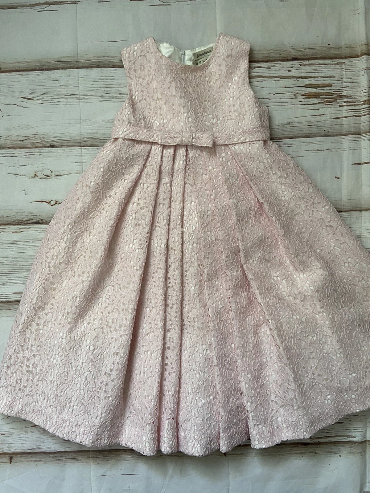 Helena Girls Blush Light Pink Eyelet Dress size 5 Full Spin *Runs Big USA