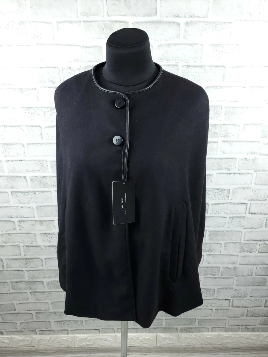 Veste poncho femme ZARA en laine noire neuve avec tiquettes taille S