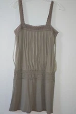 Alice & Olivia Beige Crocheted Trimmed Sleeveless 95% Viscose Dress Size L