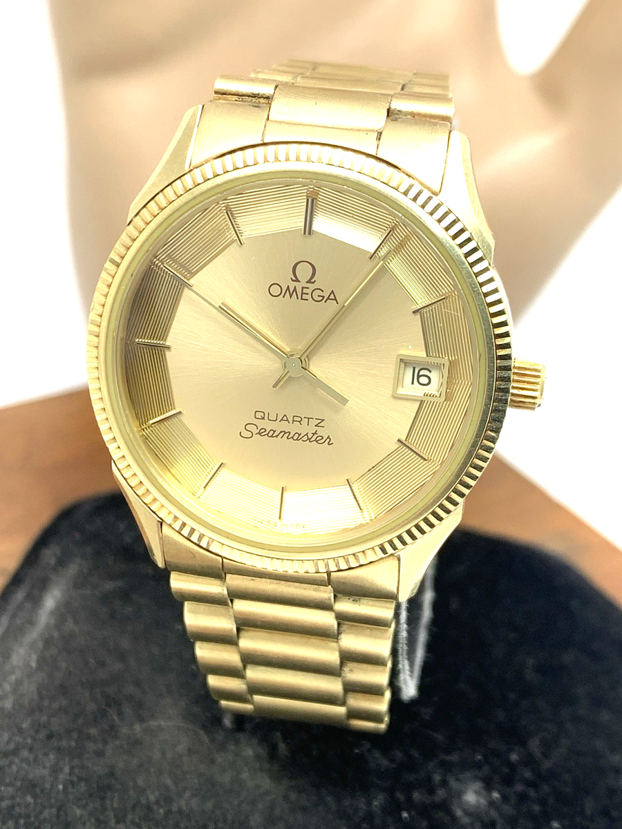 OMEGA Seamaster Quartz 腕時計 ゴールド Omega Seamaster Men's Watch Vintage 1976 Swiss Quartz Pie Pan Date