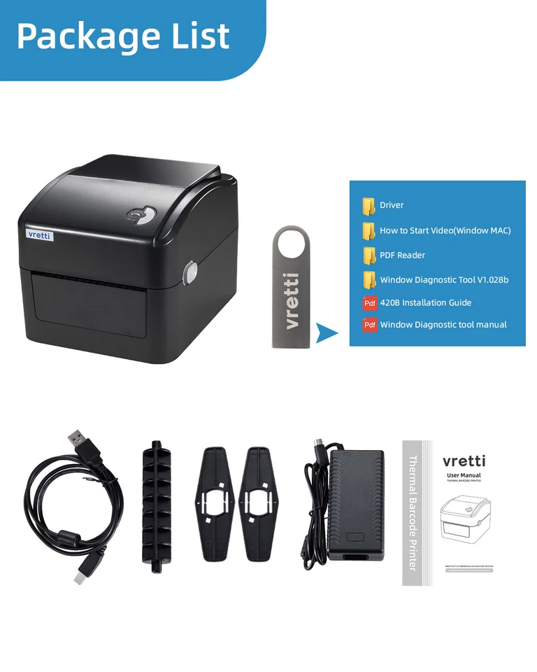 VRETTI Thermal Shipping Label Printer 4x6 USB For UPS USPS FedEx eBay Etsy - Image 2 of 4