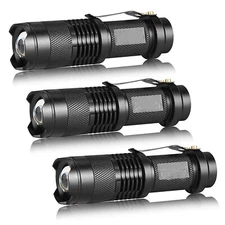 3 Pack Single Mode Adjustable Focus 300LM Mini LED Flashlights Ultra Fire  SK68