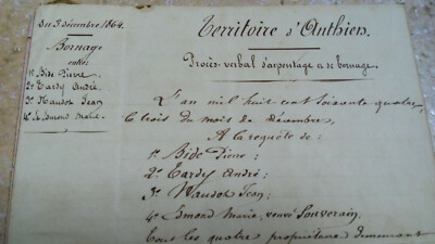 NOTAR BAZENZET LORMES 1864 BORNAGE BIDE TARDY MANDOZ ESMOND POUQUES ANTHIEN