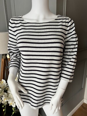 OUI Top Cotton Blend Striped -3/4 Sleeve -Size 12