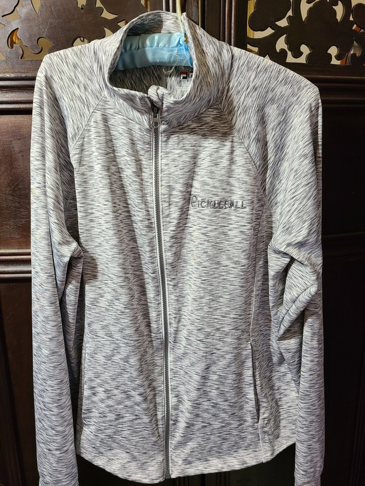 Pickleball Women's Fila Sport Zip Jacket Sz XL Heathered Gray & White