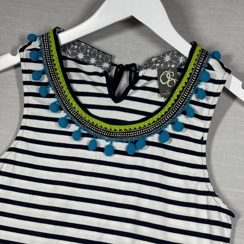 One September Top Womens Small Black White Striped Embroidered Boho Casual Artsy - Picture 3 of 12