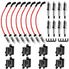 8 Pack Square Ignition Coil & Spark Plug Wire For Chevy Gmc 4.8L 5.3L 6.0L 8.1L