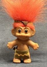 Vintage RUSS Troll Wishnik Doll American Indian 4" Orange Hair Pre-Owned