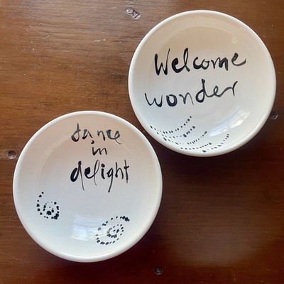 Joanna Griffin Studio Art Pottery Handmade Plate Bowl Trinket Dish Set of 2