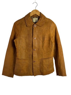Un Bix Cors/Lace Trim Leather Jacket Blouson/Sheep Leather/Brw 8922