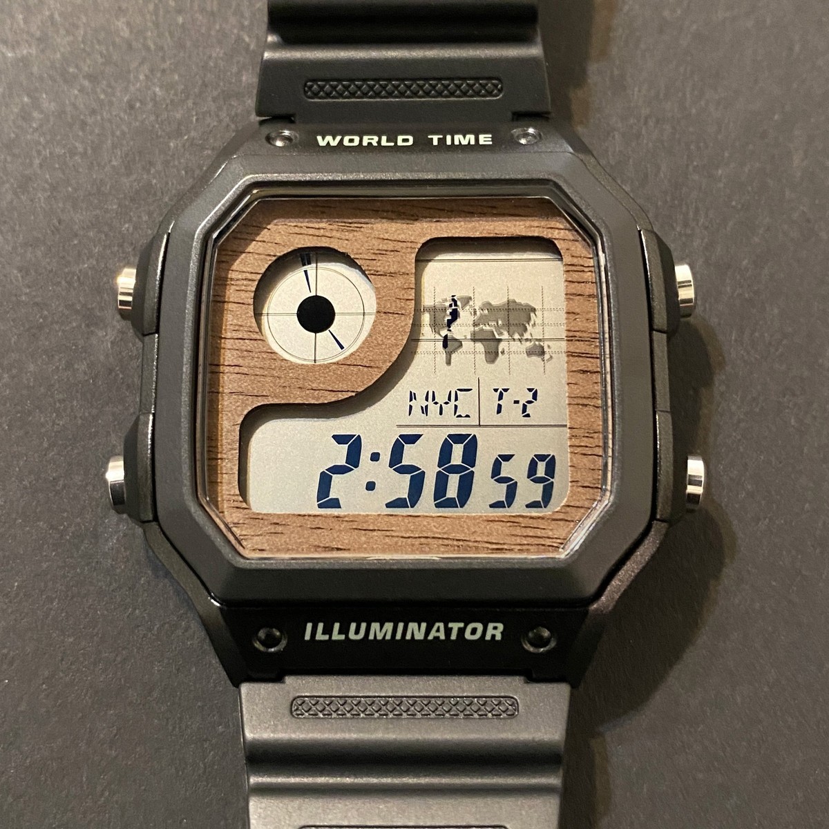 Custom Casio AE1200 Walnut Wood Dial Mod Handmade Watch Real Wood