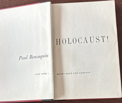 Holocaust! by Paul Benzaquin Hardcover Henry Holt and Company Historical