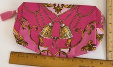 Est e Lauder Collectible Makeup Bag Pink With Gold Tassel Print New