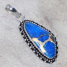 925 Silver Plated Purple Sea Sediment Jasper Pendant 2" Gift For Bestie GW