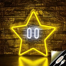 Star Neon Sign, Gaming Neon Signs for Game Room Decor, Man Cave, Kids Room,St...