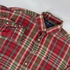Polo Ralph Lauren Shirt Mens L Red Green Plaid Button Down Long Sleeve Cotton