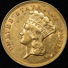 1878 Indian Princess $3 US Gold Coin Extremely Fine (XF)